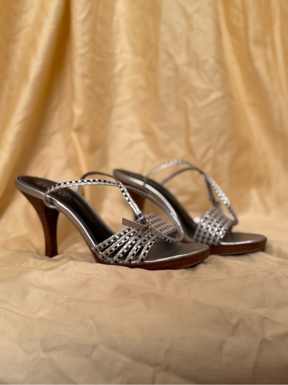Women’s Silver Strappy Heeled Sandals